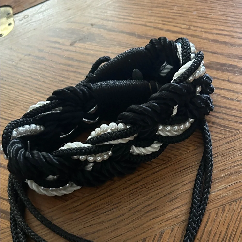 Vintage Braided Black and White Cord Rope Belt